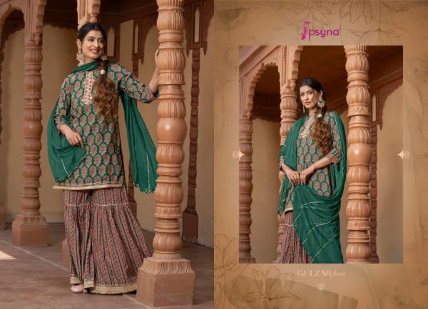 Psyna Gulzar Festive Wear Viscose Kurti Sharara With Dupatta Collection